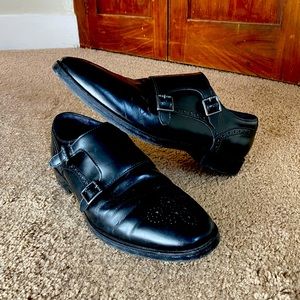 Cole Haan Black Leather Monk Straps